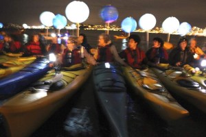 kayaks at night